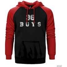 36 Boys Damaged Logo Kırmızı Reglan Kol Kapşonlu Sweatshirt Kırmızı