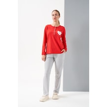 Relax Mode Kadın Kırmızı Patlı Pijama Takımı - 28062r