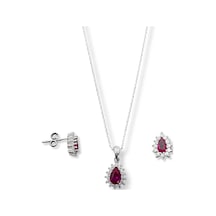 Oya Silver Minimal Beyaz Işıltı Çevrili Yakut Taşlı Damla Kadın Kolye Küpe Gümüş Set Oya Silver Minimal Beyaz Işıltı Çevrili Yakut Taşlı Damla Kadın Kolye Küpe Gümüş Set