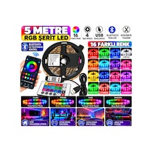 5 Metre Usb Rgb Telefon Kontrollü Mutfak Dolabı Tv Arkası Animasyonlu Şerit Led Parti Amber - Beyaz - Mavi