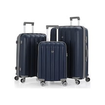 Mçs 3lü Set Kırılmaz Silikon Seyahat Valizi Bavulu V305 Laci/gri Lacivert - Gri