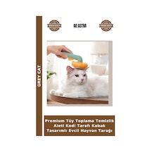 Premium Tüy Toplama Temizlik Aleti Kedi Tarafı Kabak Tasarımlı Evcil Hayvan Tarağı