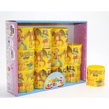 Pokemon Baskılı Gerginlik Yayı - Sarı Plastik Nostaljik Oyuncak 12'li Seti Alk3984