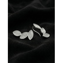 925 Ayar Elişi Telkari Gümüş Yaprak Motifli Yatay Sarmaşık Küpe Gümüş