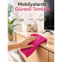 Mey İthalat Çok Amaçlı Pembe Mikrofiber Bez Çizmeden Etkili Yüzey Temizliği