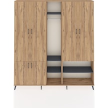 Arges Dolap 15 Raflı 5 Kapaklı Tek Askılı 220x30x243 Çam-çam/antrasit Atlas Çam/antrasıt