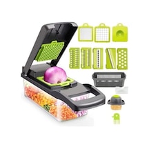 Moveevo Ev Mutfak Çok Fonksiyonlu Sebze Doğrayıcı - Patates Dilimleyici, Ispanak Jülyenleyici, Sebzeleri Kıvırma, Dilimleme, Kıyma Aleti 4 Bıçaklı, Kaymaz Tabanlı Diğer