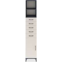 Hyperion Dolap 3 Raflı 5 Çekmeceli Tek Kapaklı 44x44x243 Antrasit-aytaşı Antrasit