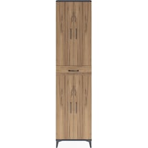 Arges Dolap 5 Raflı Tek Çekmeceli 4 Kapaklı 60x30x243 Antrasi... Antrasit