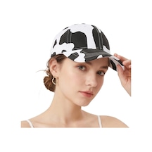Valkyrie İnek Desenli Kadın Şapka Ayarlanabilir Baseball Cap Siyah Beyaz Spor Günlük Unisex Siyah - Beyaz