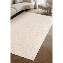 Crown Cr005w Krem Halı Modern Detaylı Pamuk Taban Akrilik Tozuaz Salon Yatak Odası Koridor Halısı Bej