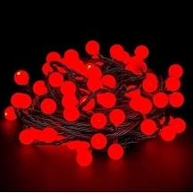 5m 28 Led Kırmızı Işık Siyah Kablo Fişli Eklemeli Mz-18-18 Çok Renkli