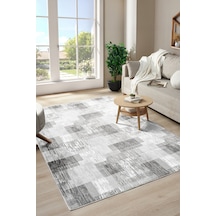 Raschel Carpet Premium Yıkanabilir Leke Tutmaz Modern Oturma Odası Halısı Geometrik Gri Özel Seri Kaymaz Taban Halı Çok Renkli