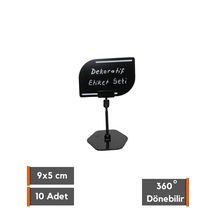 10 Adet Standlı Etiket Tutucu & 9 x 6 CM Silinebilir Siyah Etiket