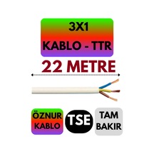 Öznur 3x1 Ttr Kablo Beyaz Metre Seçenekli - 22 Metre