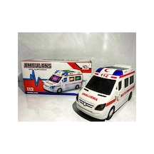 Pilli Ambulans Büyük Boy Sesli Işıklı Ambulans Beyaz