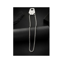 Gümüş Renk Çelik Erkek Zincir Kolye 50cm 4mm Gümüş - 909136221 Gümüş