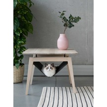 Minimalist Ahşap Yan Sehpa Ve Gizli Kedi Hamağı