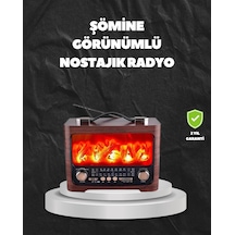 Solar Şarjlı Şömine Işıklı Bluetooth Hoparlör Radyo Usb Tf Kart Destekli
