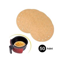 Buffer 50 Adet Air Fryer Pişirme Kağıdı Tek Kullanımlık Gıda Pişirme Kağıdı Delikli Yuvarlak Model