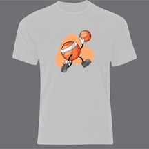 Basketbol Topu Baskılı Unisex Tshirt Beyaz