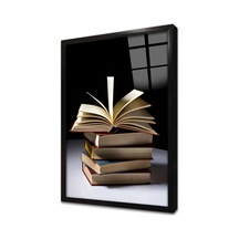 Kitap In Uçuşan Yaprakları Çerçeveli Cam Tablo