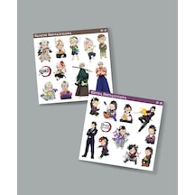 Kimetsu No Yaiba-parlak Kağıt-demon Slayer-genya -sanemi Shinazugawa 2 Li Set Anime Sticker Çıkartma Beyaz