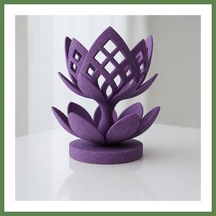 Bezos 3d Baskı Lotus Çiçeği Mumluk - Dekoratif Tealight Mumluk-mor Hb006