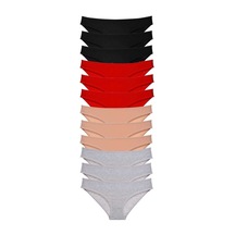 12 Adet Süper Eko Set Likralı Kadın Slip Külot Siyah Kırmızı Ten Gri Standart