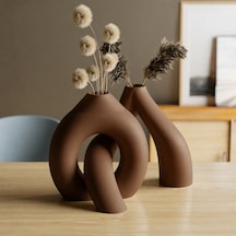 3d Baskı Interlocking Vazo - İç İçe Geçen Dekoratif Vazo-kahverengi Çok Renkli