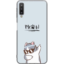 Samsung Galaxy A7 2018 Uyumlu Miyav Baskılı Silikon Kılıf Renkli