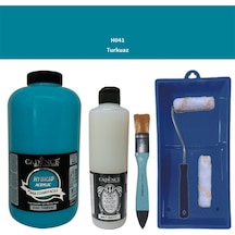 Mobilya Boyası-cadence Multisurface H-041 Turkuaz 2000ml Ultimate Vernik Mat 500ml Saten Rulo Set Turkuaz