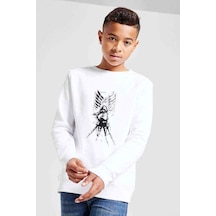Tshirthane Anime Attack On Titan Baskılı Unisex Çocuk Beyaz Sweatshirt (534774463) Beyaz