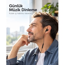 Örgü Kablo Detaylı Siyah Mikrofonlu Kulaklık Akyı-384121