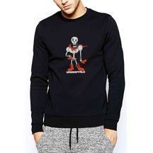 Undertale Baskılı Siyah Erkek Örme Sweatshirt (528945379)