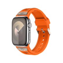 Effox Apple Uyumlu  Watch 42mm Krd-117 Hava Alabilen Delikli Metal Süslemeli Desenli Silik