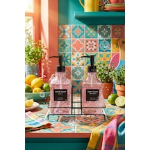 Makri Home Modern Cam Ikili Sıvı Sabunluk & Deterjanlık Seti- 500 Ml Cam Sabunluk, Metal Stand'lı Siyah