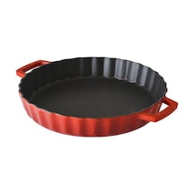 Lava Döküm Yuvarlak Fırın Tepsisi 30 Cm Kırmızı 2 Yıl Garanti Kırmızı