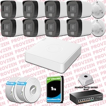 Provzen Hikvision 8 Kameralı Ip Full Hd Renkli Güvenlik Kamerası Mikrofonlu