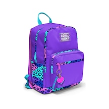 Coral High Dört Bölmeli Mor Leopar Ortaokul Çantası - Kız Çocuk