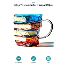 Kitap Tasarımlı Kupa Bardak - 350 Ml - El Çizimi Özel Tasarım - Cam Çok Renkli