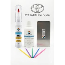 Toyota 070 Sedefli İnci Beyazı 1.kat İğneli Ve Fırçalı 2 Si 1 Arada Rötuş Boyası Yüzey Temizleme Solüsyonu Profesyonel Ve Çapaksız Rötuş Çeliği 5'li Uygulama Çubuğu Seti