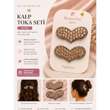 2'li Set Kalp Tasarımlı Işıltılı Taşlı Klips Saç Tokası - 6 Farklı Seçenek B