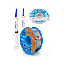 Lehimleme Seti 0,8 Mm 40 G Lehim Teli + 2,5 Mm 1,5 M Lehim Sökme Fitili Ve Krem Flux Seti Tk08