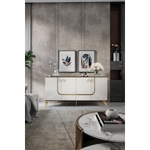 ART KONSOL MDF MEBRAN KAPAK CEVİZ KREM GOLD