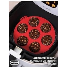 Crearthome Airfryer Pişirme Kabı 20x5 Cm Tüm Airfryer'lere Uyumlu Kırmızı Düz Silikon Kırmızı
