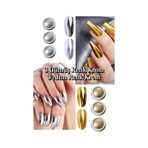 6 Adet Krom Tozu - Ayna Tozu - Gold Ve Silver - Altın Ve Gümüş Nail Art Tozu Altın Ve Gümüş