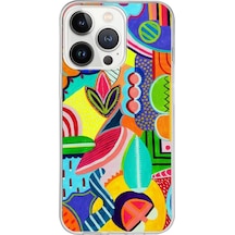 Apple Uyumlu iPhone 13 Pro İle 1mm Slim Fit Retro Renkler 6 Baskılı Şeffaf Kılıf