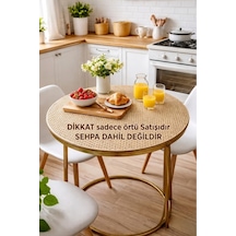 Yuvarlak Hasır Sehpa Örtüsü Pvc Dantel Desenli Gold Lüx Çeyizlik Masa Örtüsü Altın