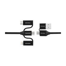 Promate Universal Lightning Type-C Micro-USB Şarj Kablosu Siyah